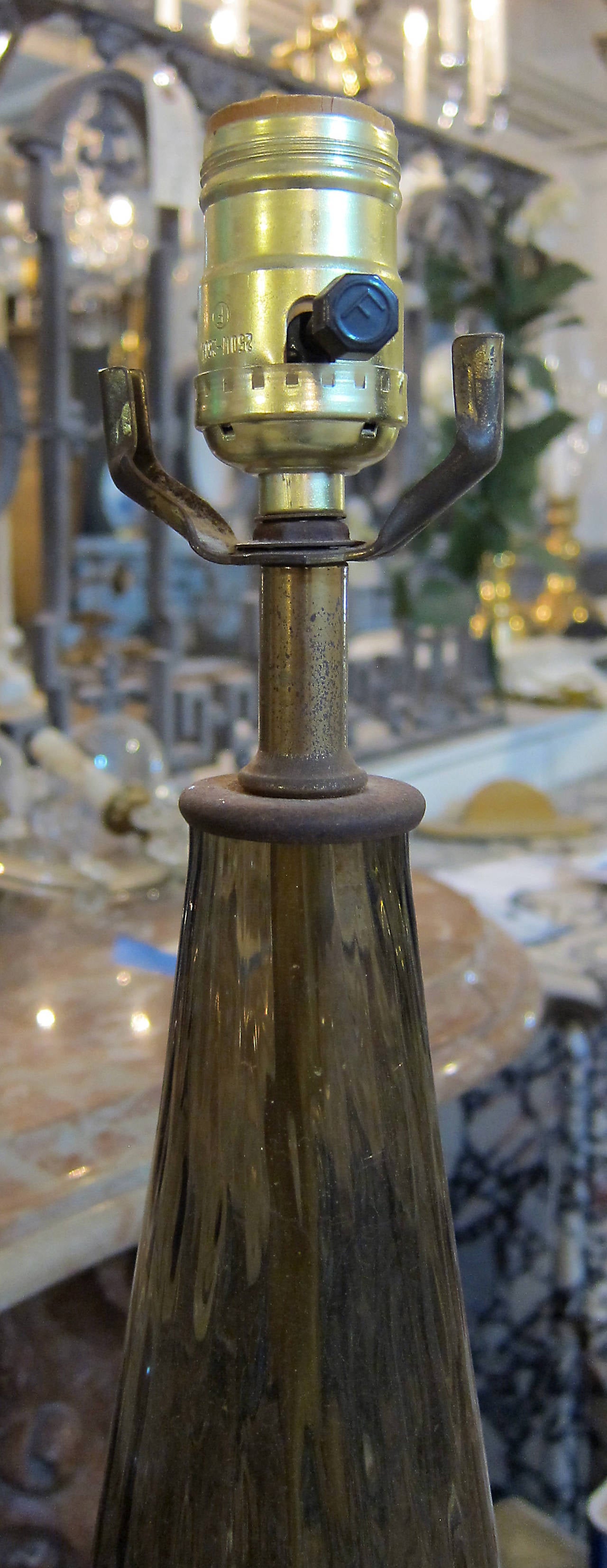 Italian 1940s Pair of Handmade Murano Glass Table Lamps from Italy