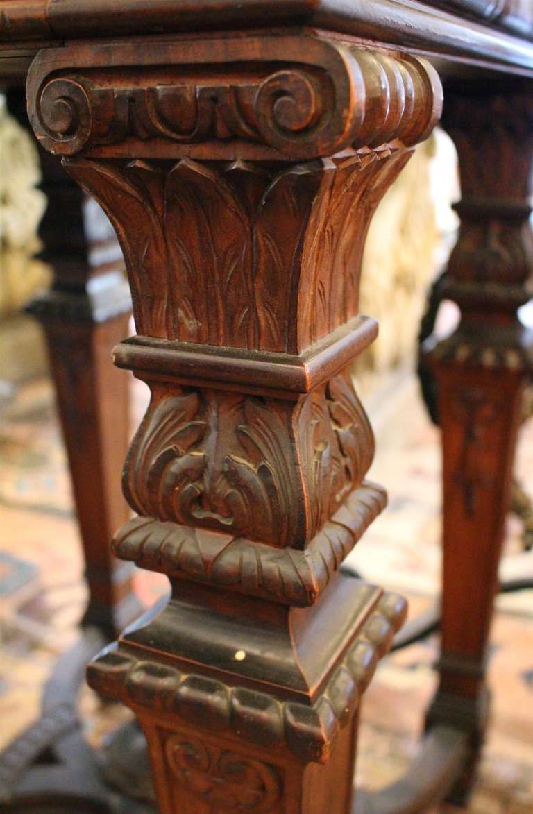 19th Century Heavily Carved Wood Console Table with Marble Top 1