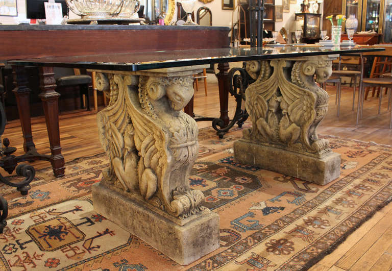 Large Antique Terra Cotta Double Griffin Pedestal Table 2