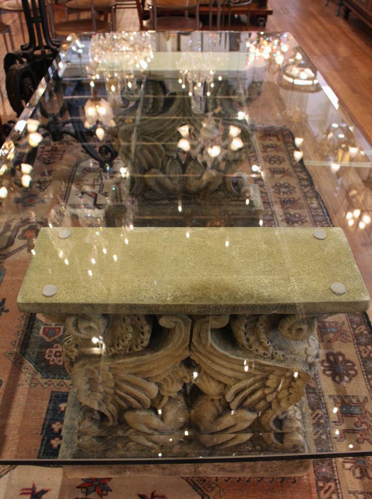 Large Antique Terra Cotta Double Griffin Pedestal Table 3