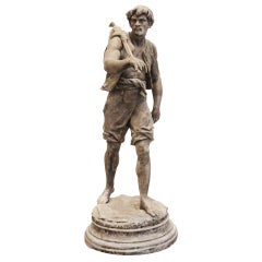 Antique Spelter Statue with Circular Foundry Stamp