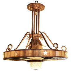 Red Brass Art Deco Chandelier from the 1939 American Theater Chandelier in NY