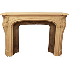 Rare Solid White Marble Mantel with Matching Cast Iron Surround