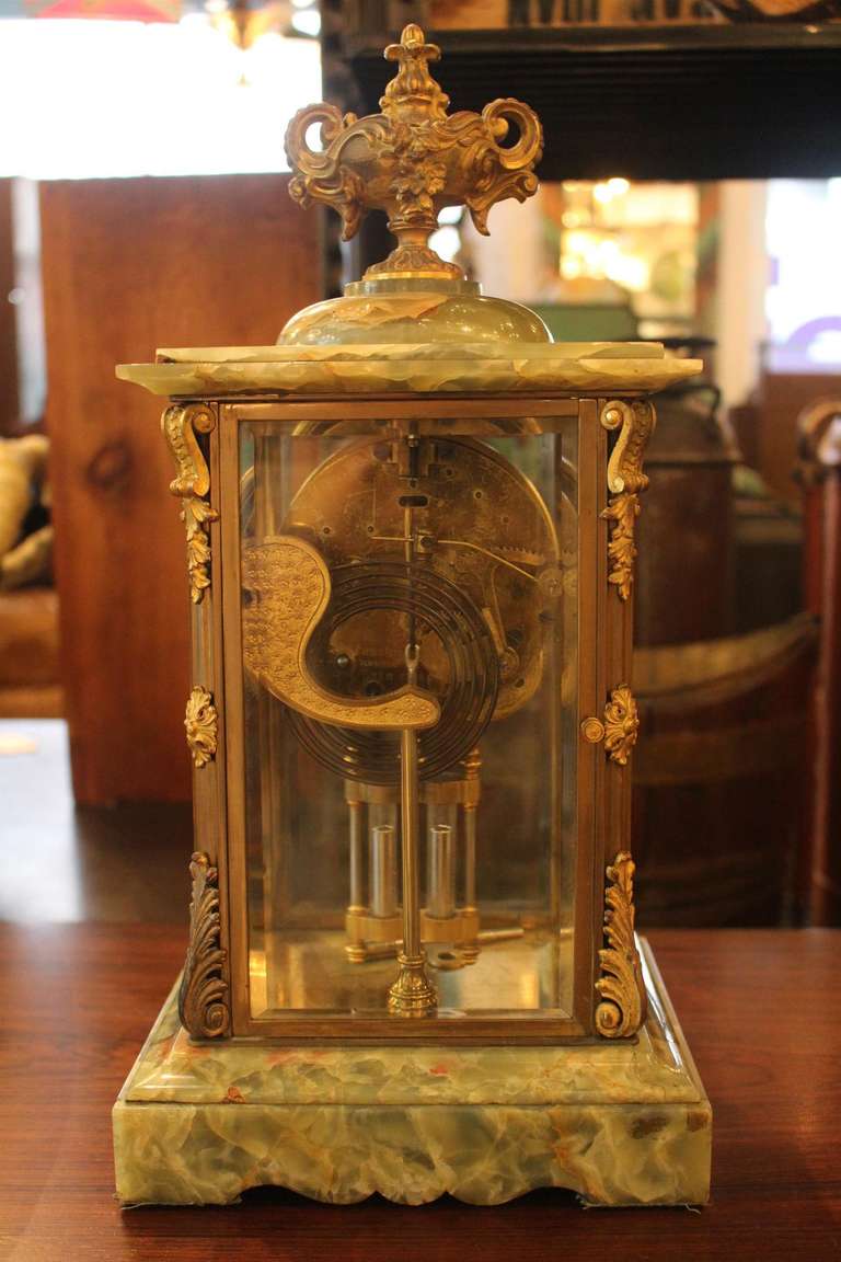 Unknown Ansonia Bronze and Green Onyx Mantel Clock