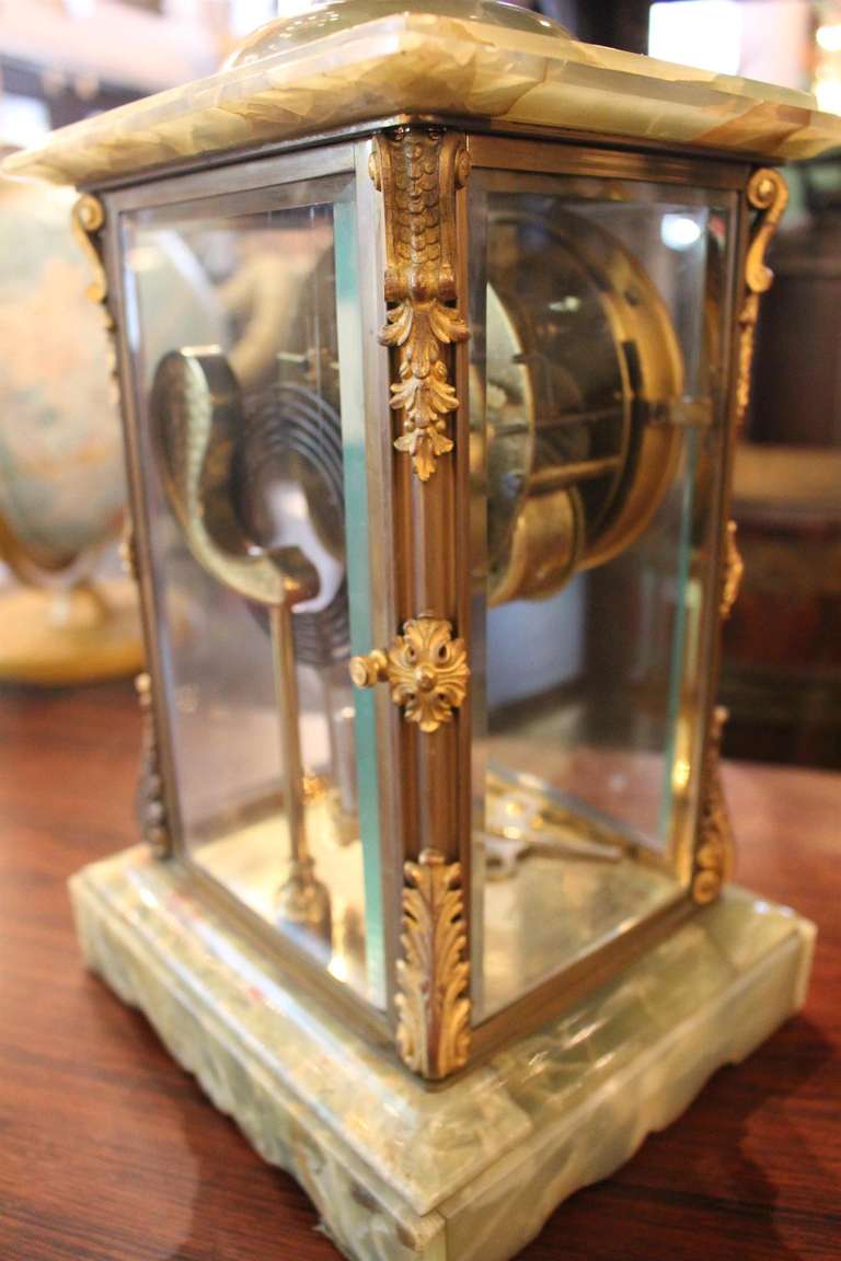 Ansonia Bronze and Green Onyx Mantel Clock 1