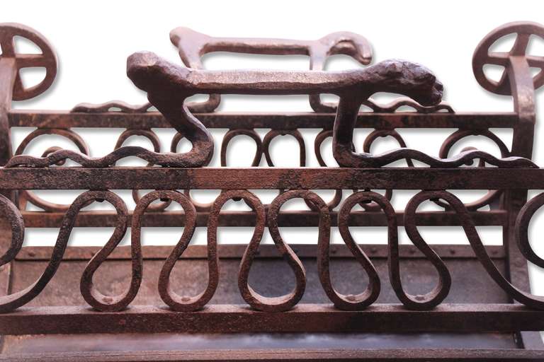 American Figural Wrought Iron Log Basket with Rivets
