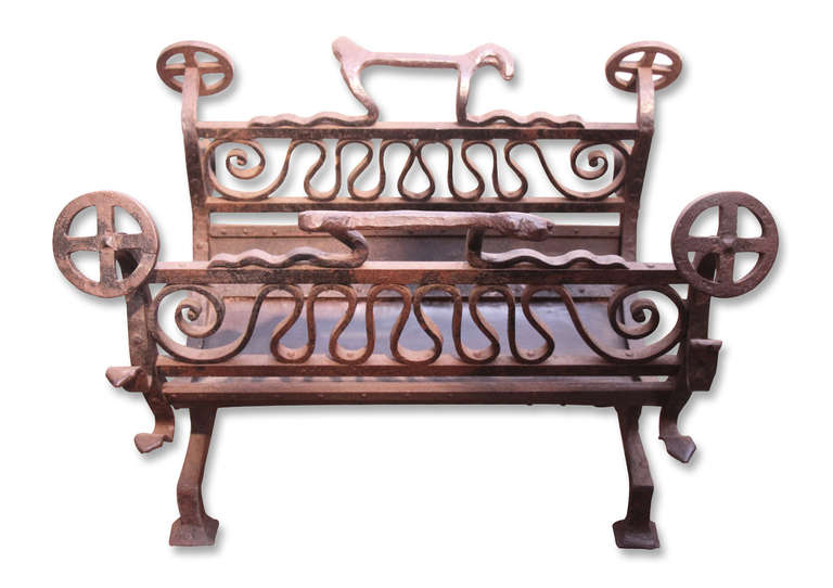 Figural Wrought Iron Log Basket with Rivets 5