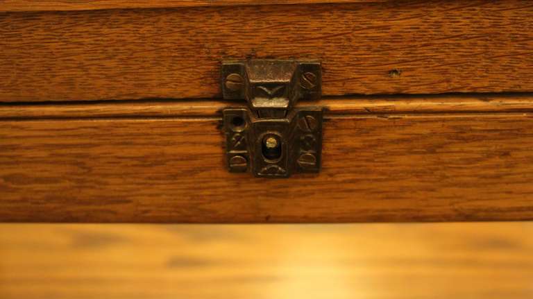 American Antique Oak Display Case with One Shelf and Curved Glass Front
