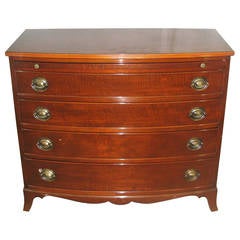 1930s Mahogany Hepplewhite Style Chest, Dresser with Curved Front