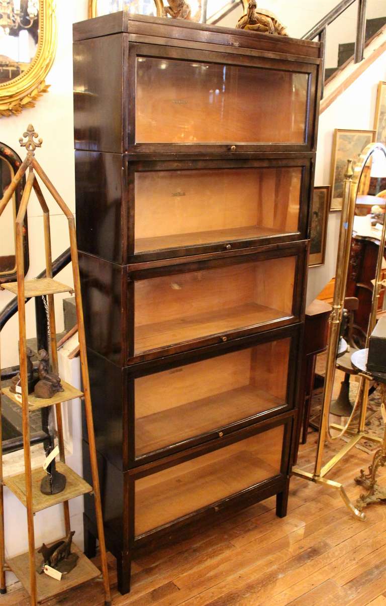 Shaw Walker Antique Dark Brown Barrister Bookcase At 1stdibs