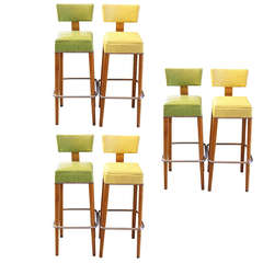 Set of Six Thonet Naugahyde Barstools