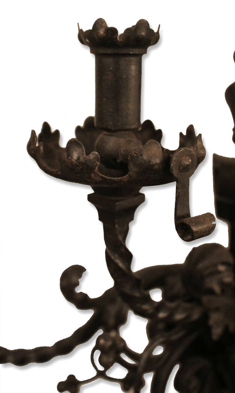 1800s Hand-Wrought Iron Pair of Gas Sconces In Excellent Condition In New York, NY