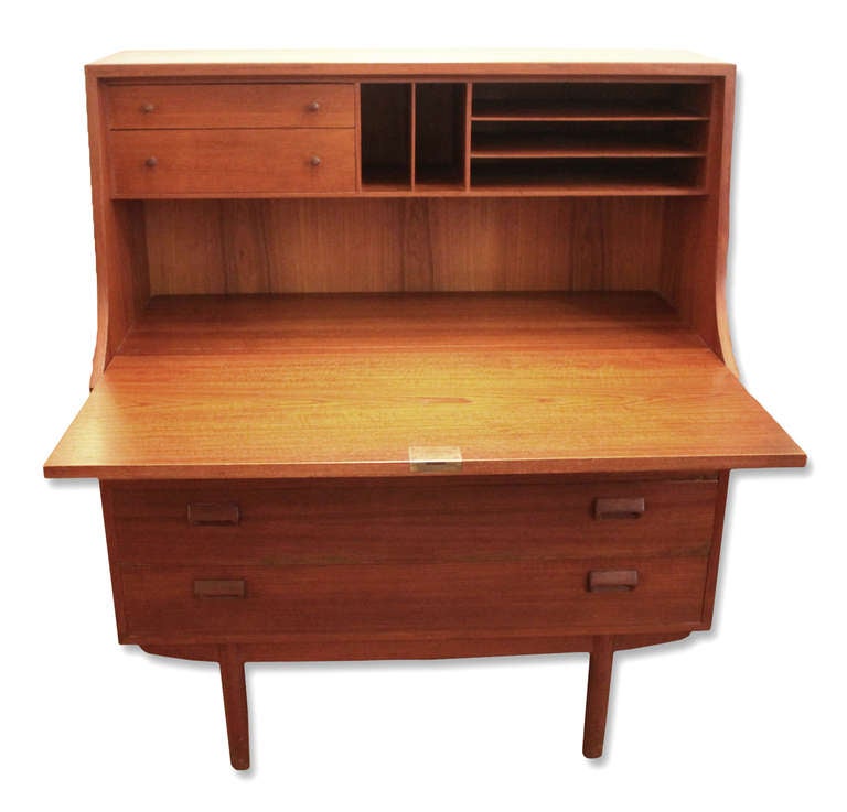 Mid Century Modern Danish Drop Down Desk Dresser Combination