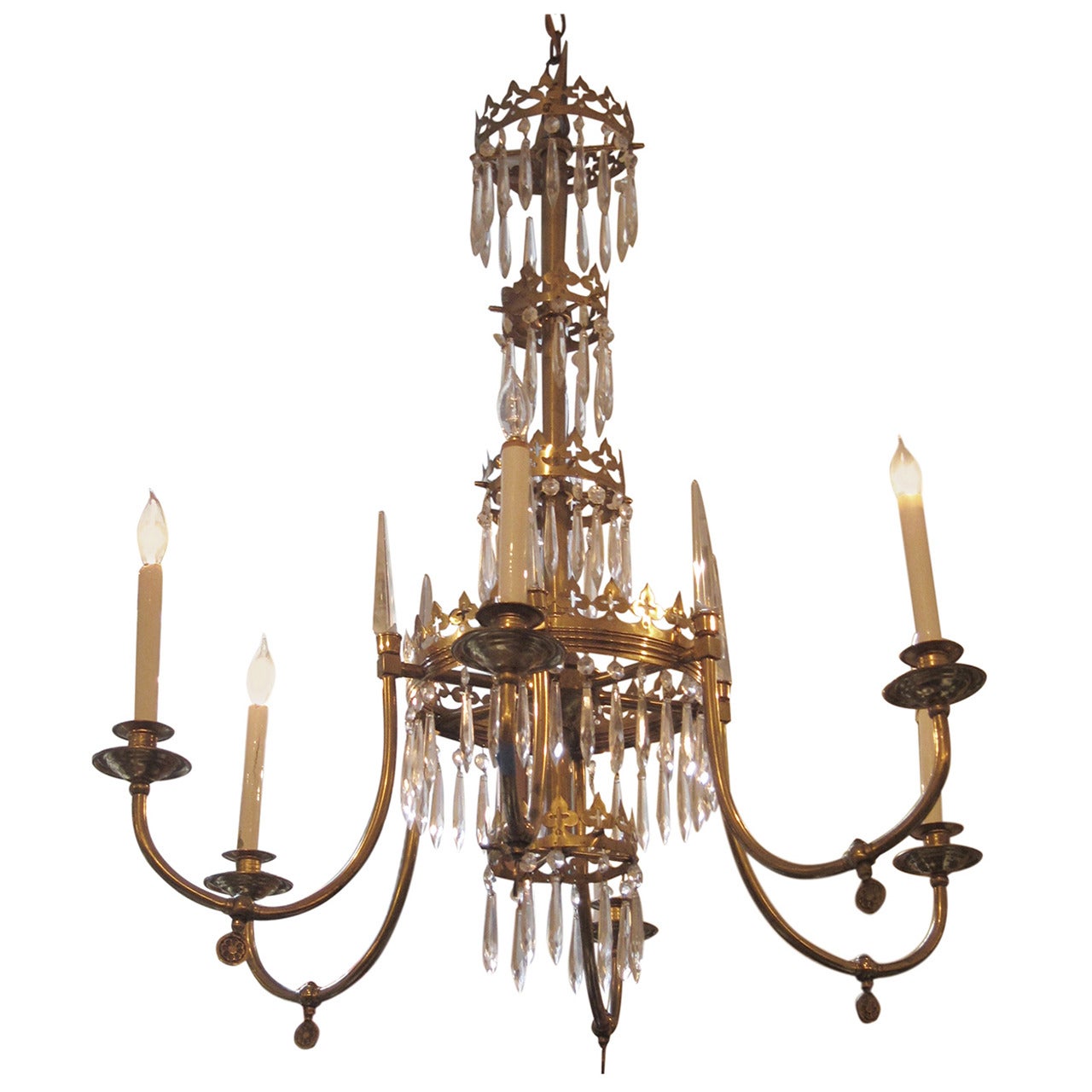 Baltic Style Six-Light Chandelier with Spike Crystals