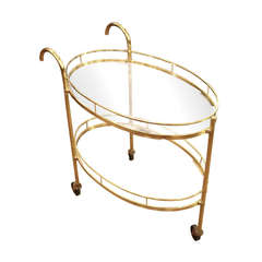 Brass Oval Tea or Bar Cart