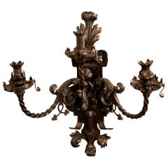 1800s Hand-Wrought Iron Pair of Gas Sconces