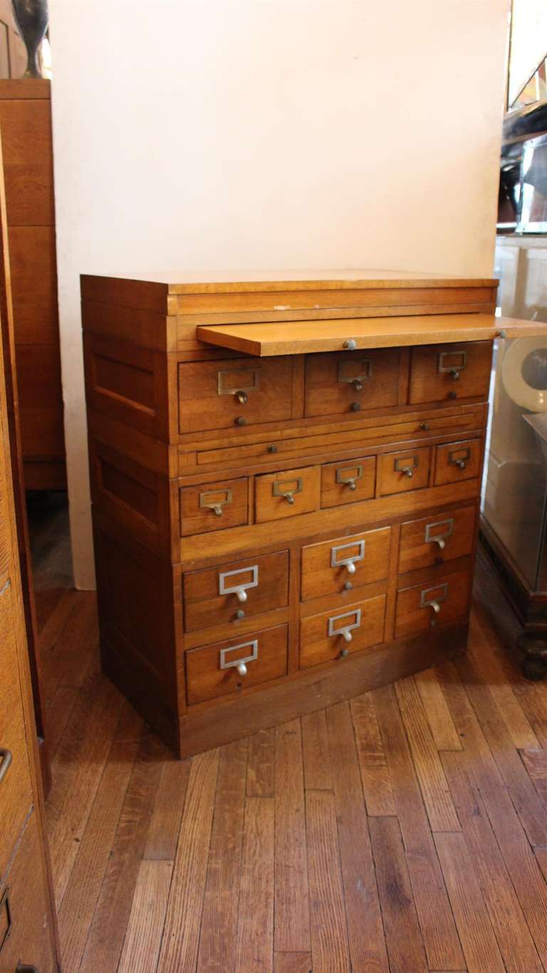 20th Century Oak Library Cabinet with Shelves and Drawers