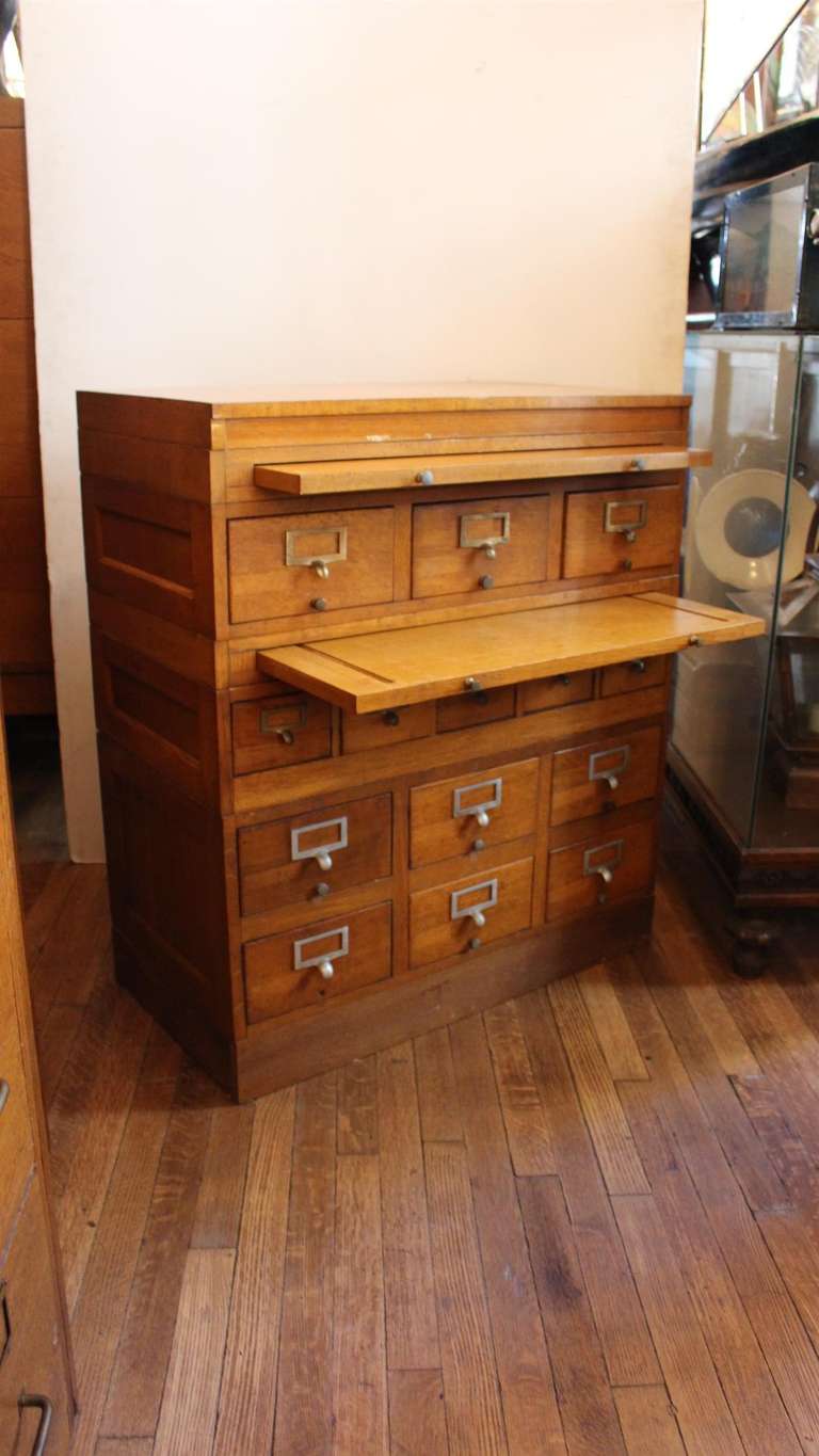 Oak Library Cabinet with Shelves and Drawers 1