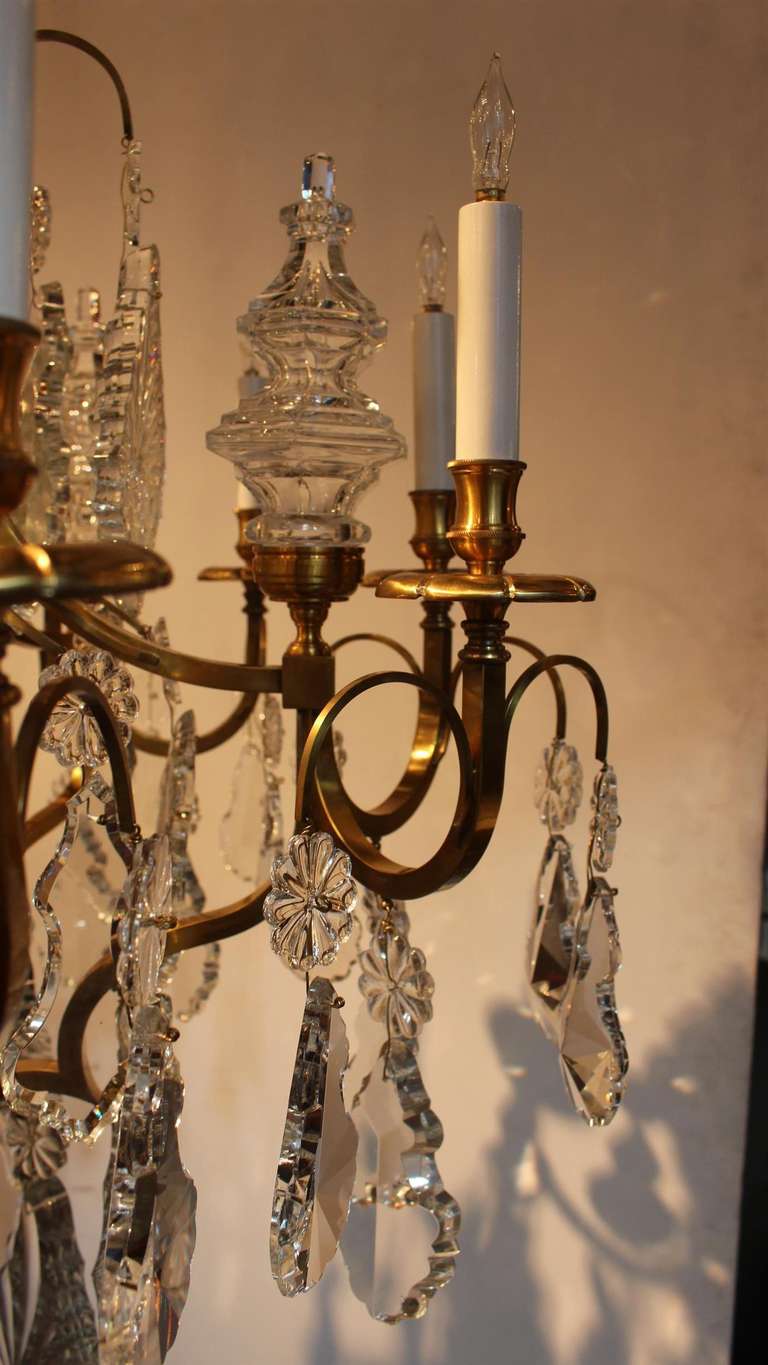 Large Louis XV Style Bronze and Crystal Chandelier 1