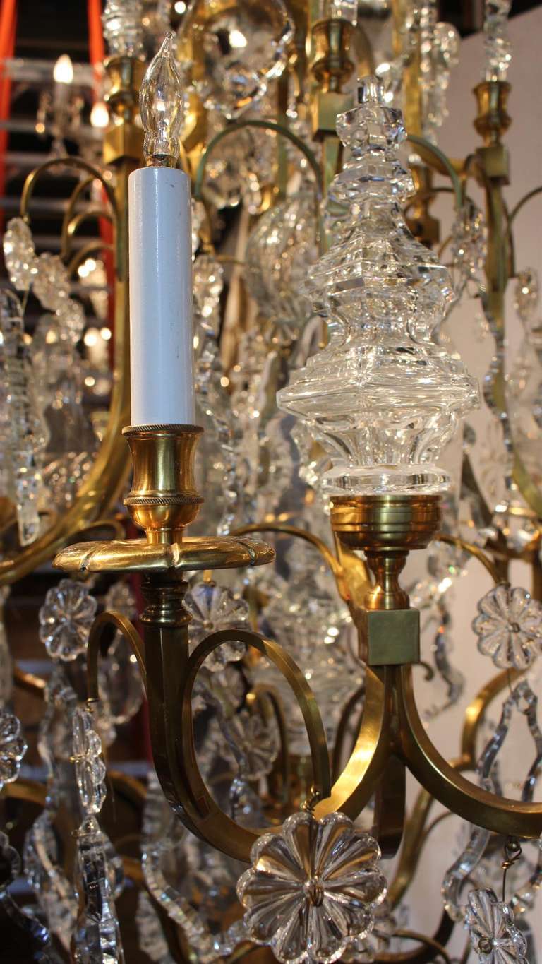 Large Louis XV Style Bronze and Crystal Chandelier 2