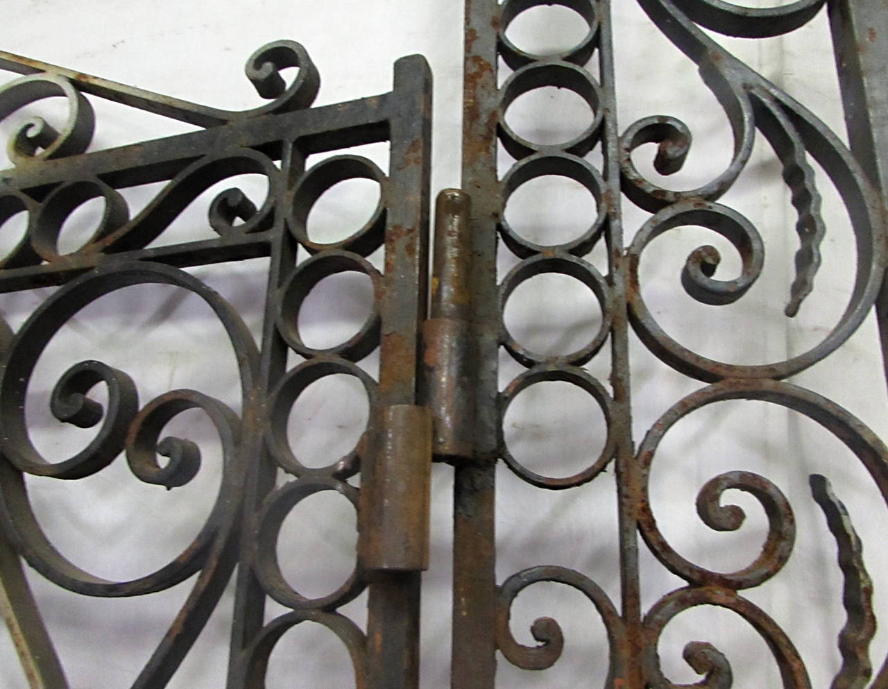 1950s Highly Ornate Wrought Iron Entry Gates with Surround In Good Condition In New York, NY