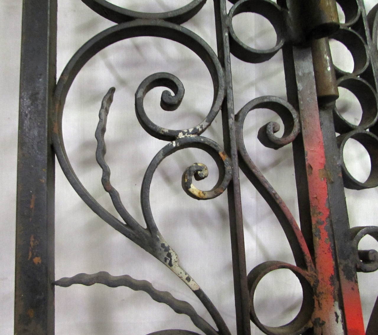 American 1950s Highly Ornate Wrought Iron Entry Gates with Surround