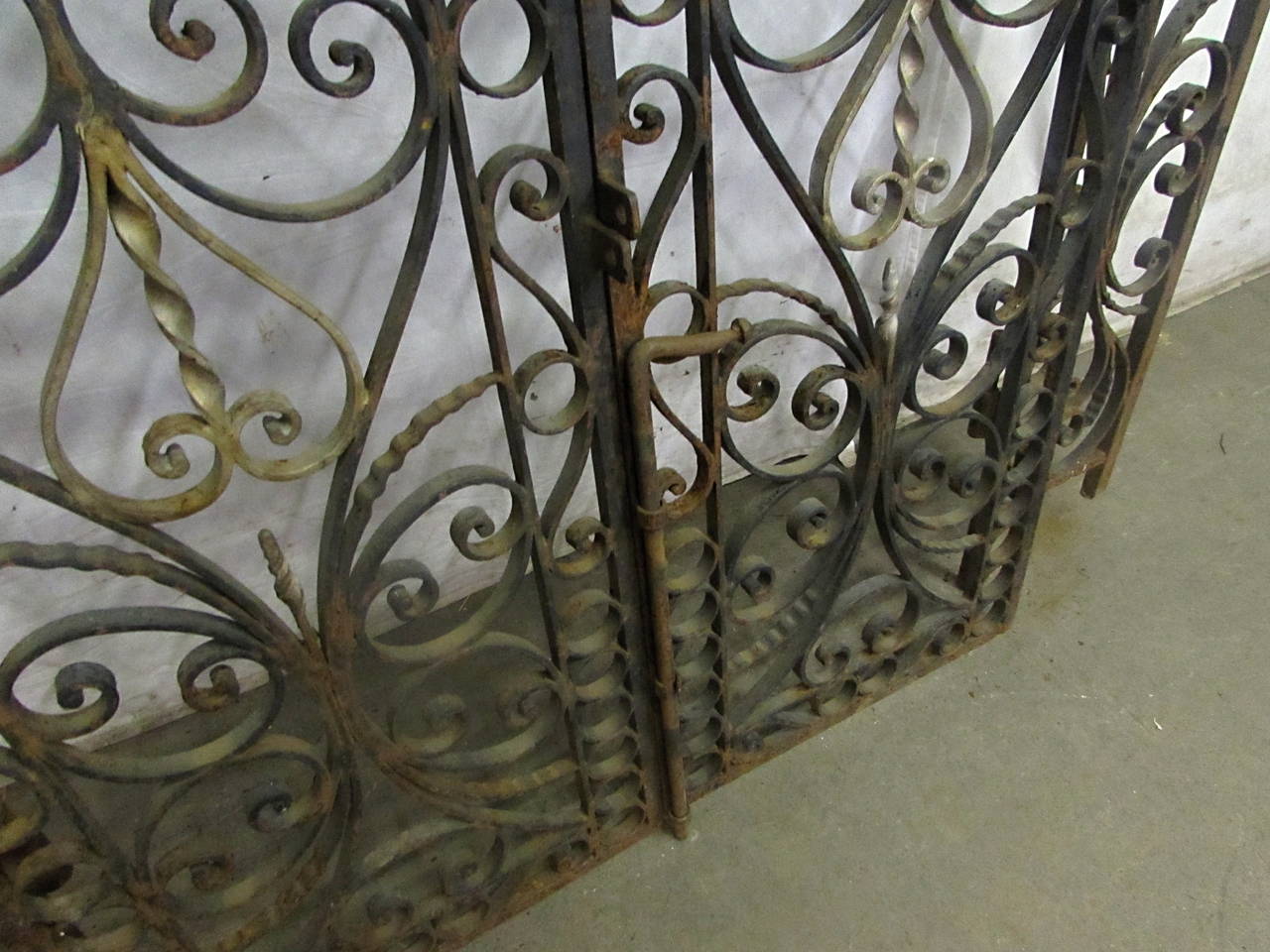 1950s Highly Ornate Wrought Iron Entry Gates with Surround 1