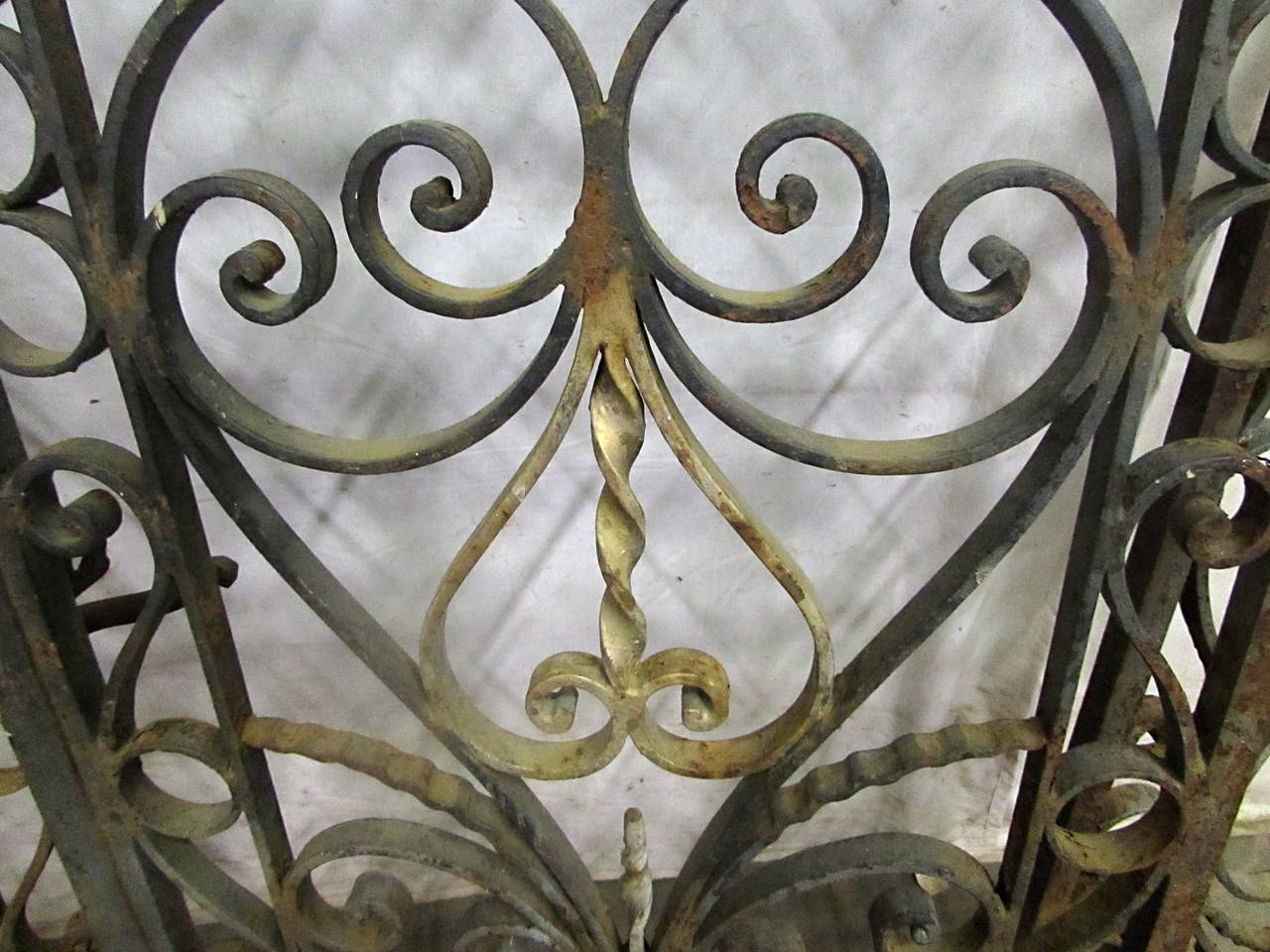 1950s Highly Ornate Wrought Iron Entry Gates with Surround 3