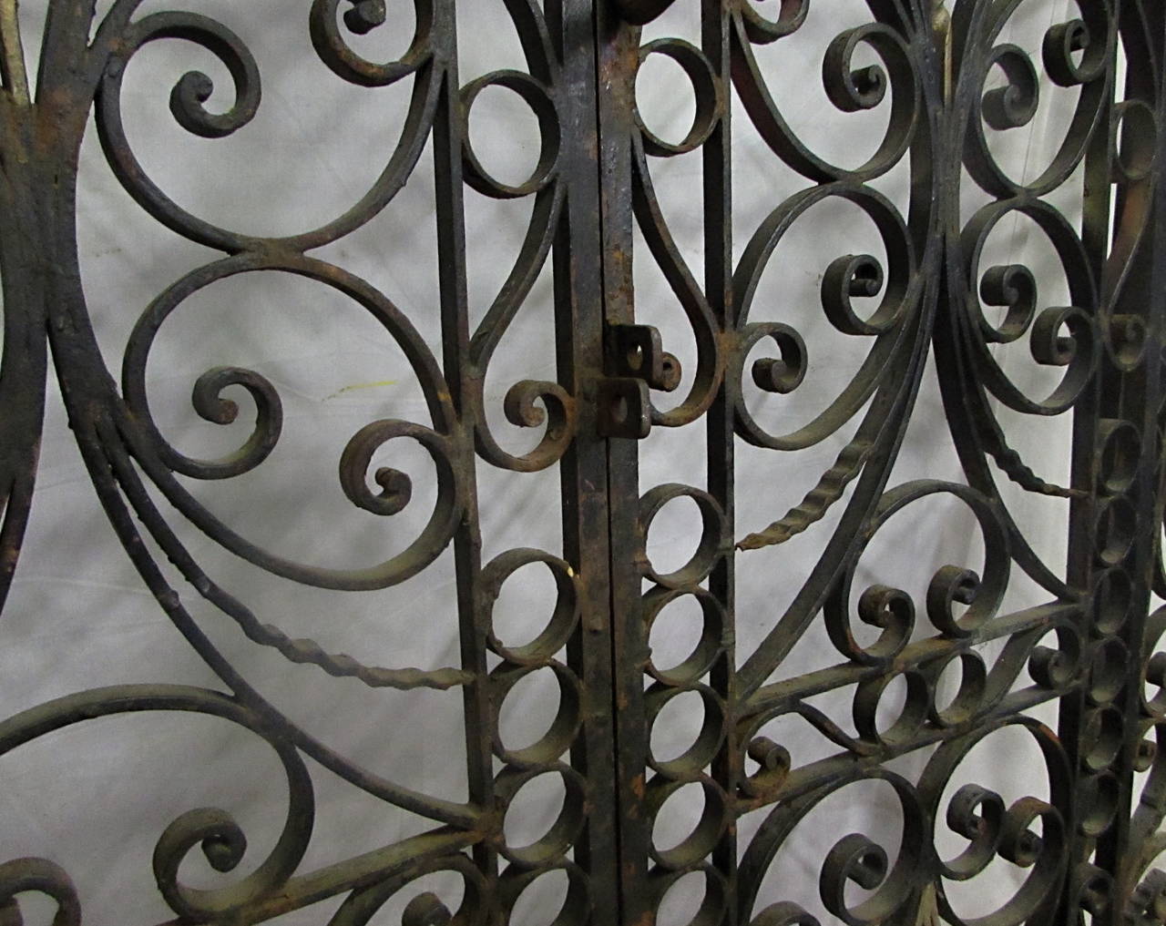 1950s Highly Ornate Wrought Iron Entry Gates with Surround 2