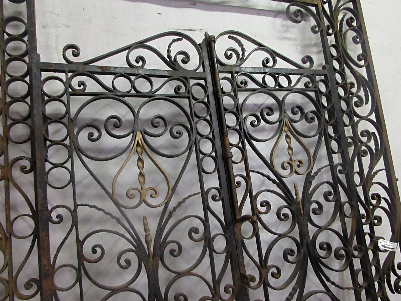 1950s Highly Ornate Wrought Iron Entry Gates with Surround 4
