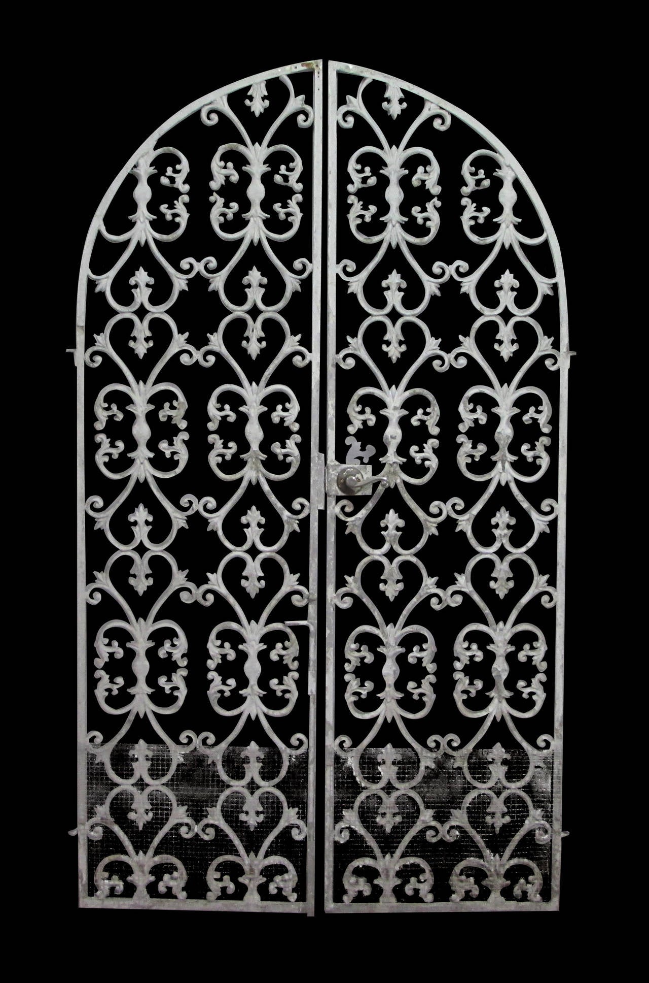 1920s Arched Cast Iron Double Gates with Door Hardware at 1stDibs