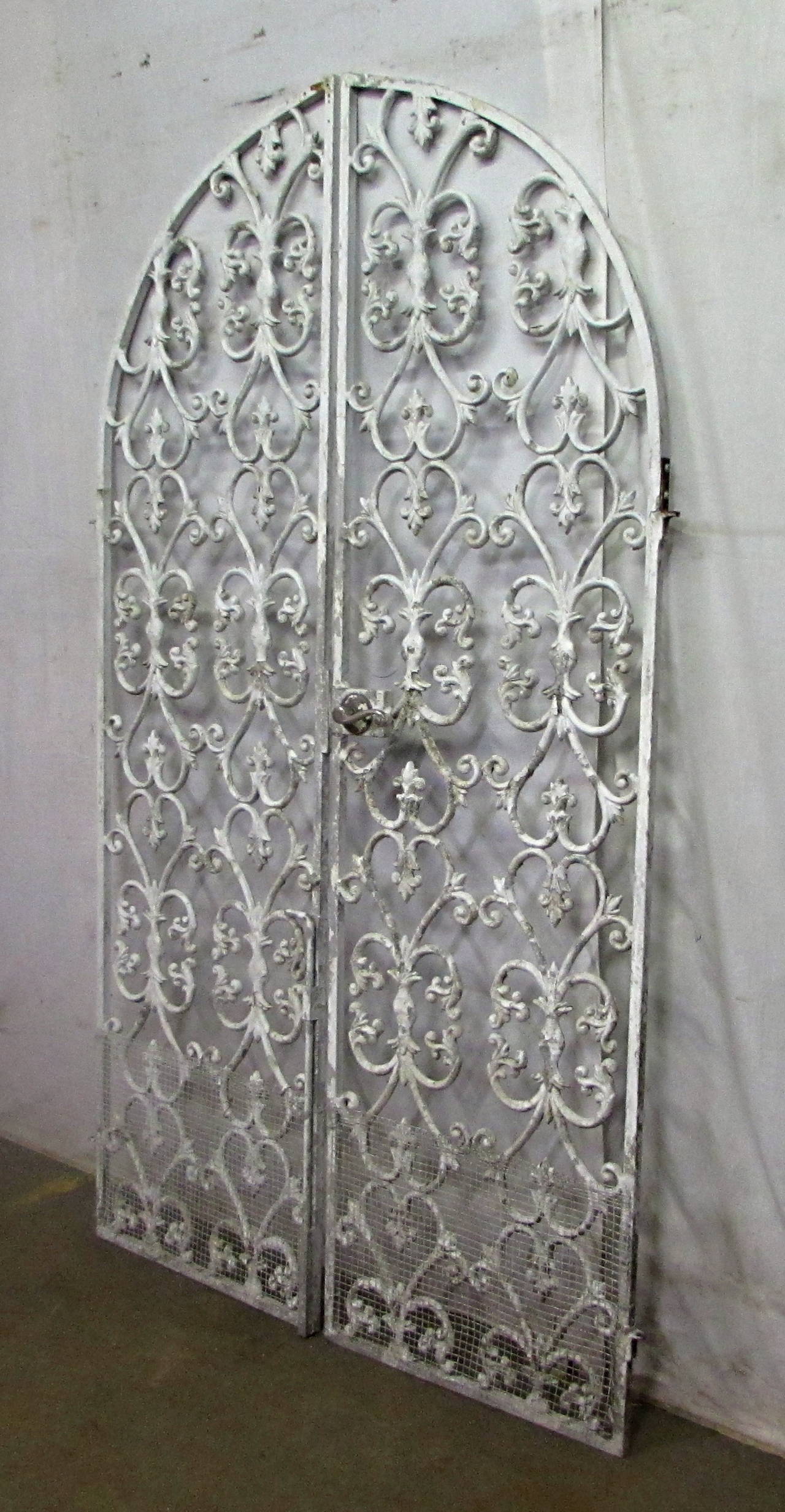 1920s Arched Cast Iron Double Gates with Door Hardware at 1stDibs