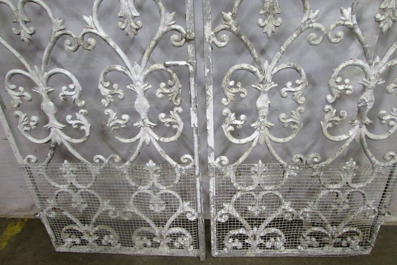 1920s Arched Cast Iron Double Gates with Door Hardware at 1stDibs