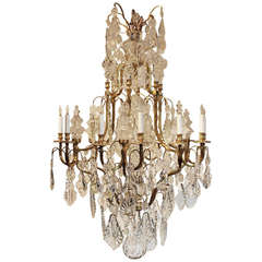 Large Louis XV Style Bronze and Crystal Chandelier