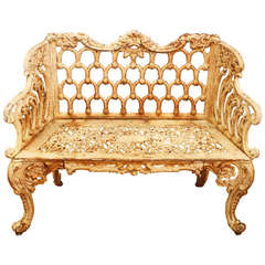 Rococo Revival Cast Iron "Rose Garden Bench" Made by Kramer Bros Foundry