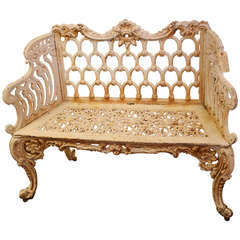 Rococo Revival Cast Iron "Rose Garden Bench" Made by James W. Carr