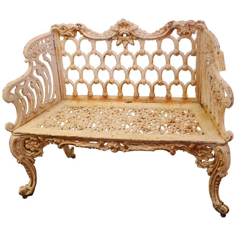Rococo Revival Cast Iron "Rose Garden Bench" Made by James W. Carr