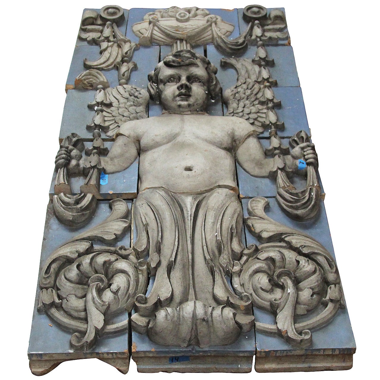 1918 Polychrome Terracotta Cherub Frieze from the Southern Hotel in Baltimore