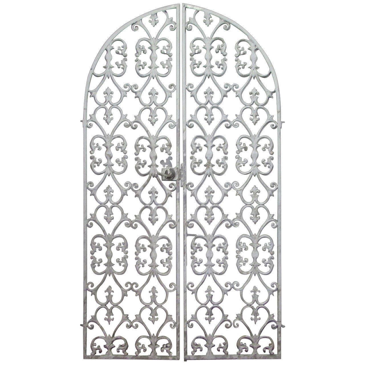 1920s Arched Cast Iron Double Gates with Door Hardware at 1stDibs