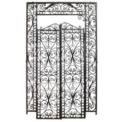 Retro 1950s Highly Ornate Wrought Iron Entry Gates with Surround