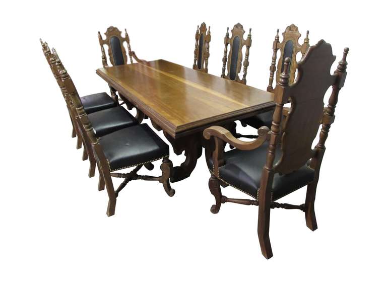 Other Solid Carved Dining Table with Eight Matching Chairs