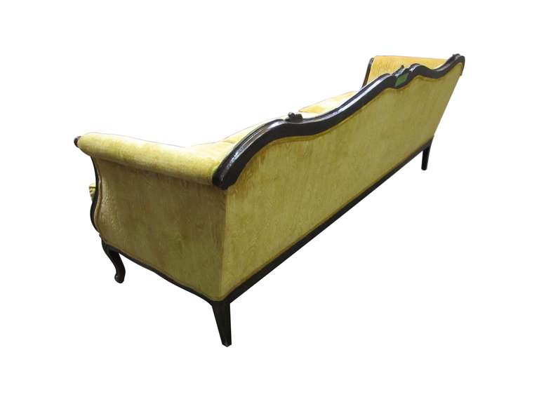 Canadian Victorian Style Carved Sofa with Canary Yellow Upholstery