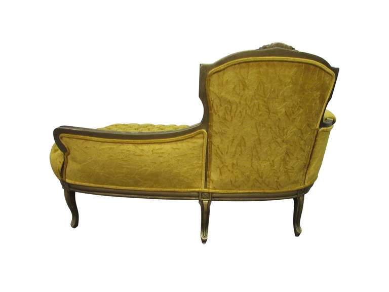 19th Century Tufted Yellow Velvet Victorian Carved Chesterfield Sofa