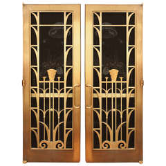 Art Deco Brass Double Door Set from a Manhattan University
