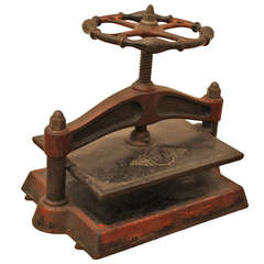 1850s Victorian Red Book Press with Ornate Wheel