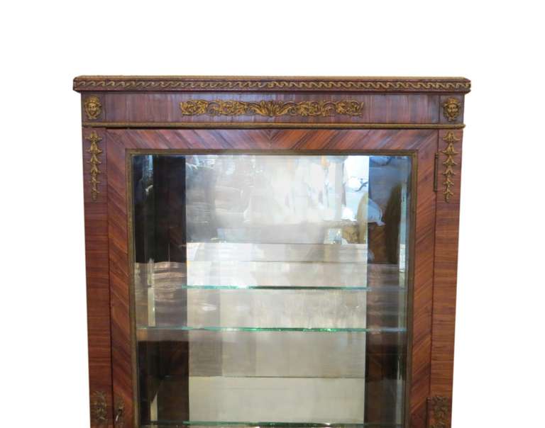 Ornate Bronze Curio Cabinet with Mirrored Back