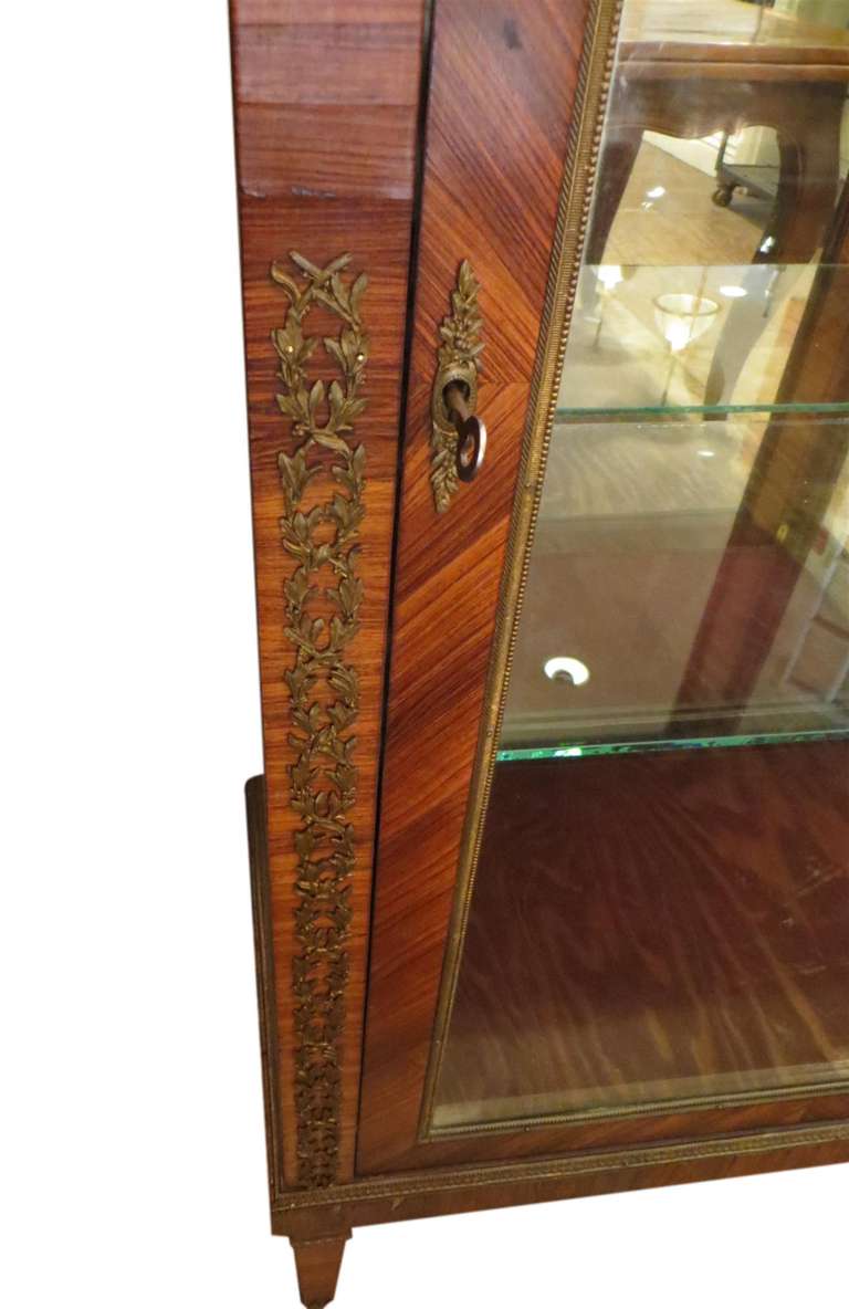 Ornate Bronze Curio Cabinet with Mirrored Back In Excellent Condition In New York, NY