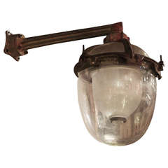 Antique 1929 Holophane Explosion Proof Industrial Power Plant Sconce with Glass Shade