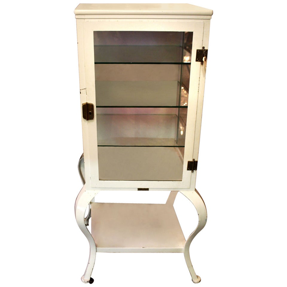 White Medical Cabinet with Three Glass Shelves