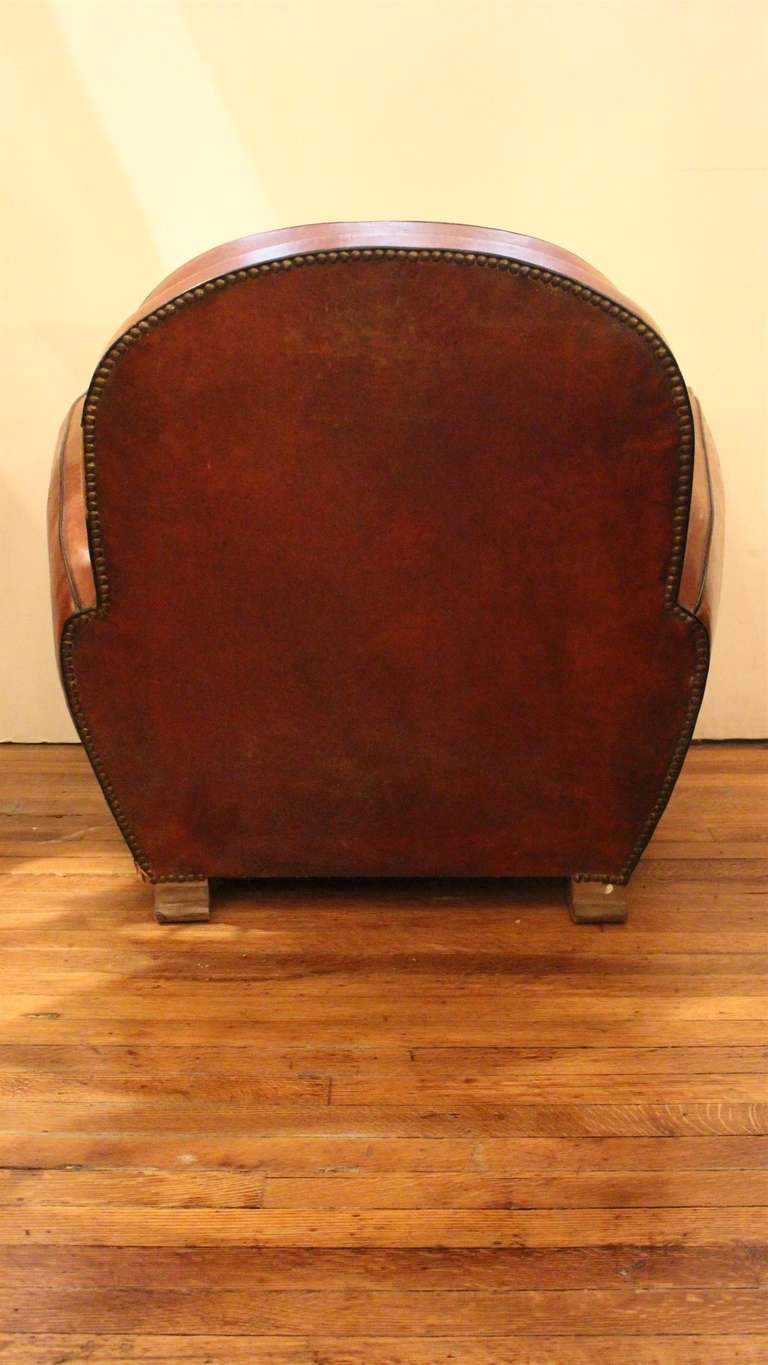 French Art Deco Leather Sofa and Club Chair 1
